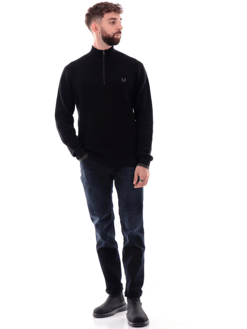 Fred Perry Maglia Maglione Fred Perry da uomo full zip Waffle Stitch K8557 S  - Francavilla Moda